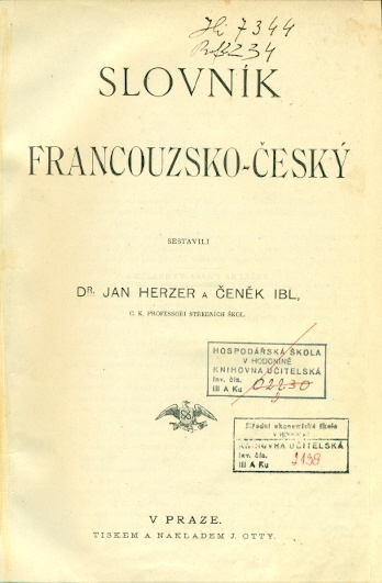 Slovník francouzsko - český I.(A-G) - II.(H-Z) - Herzer Jan, Ibl Čeněk